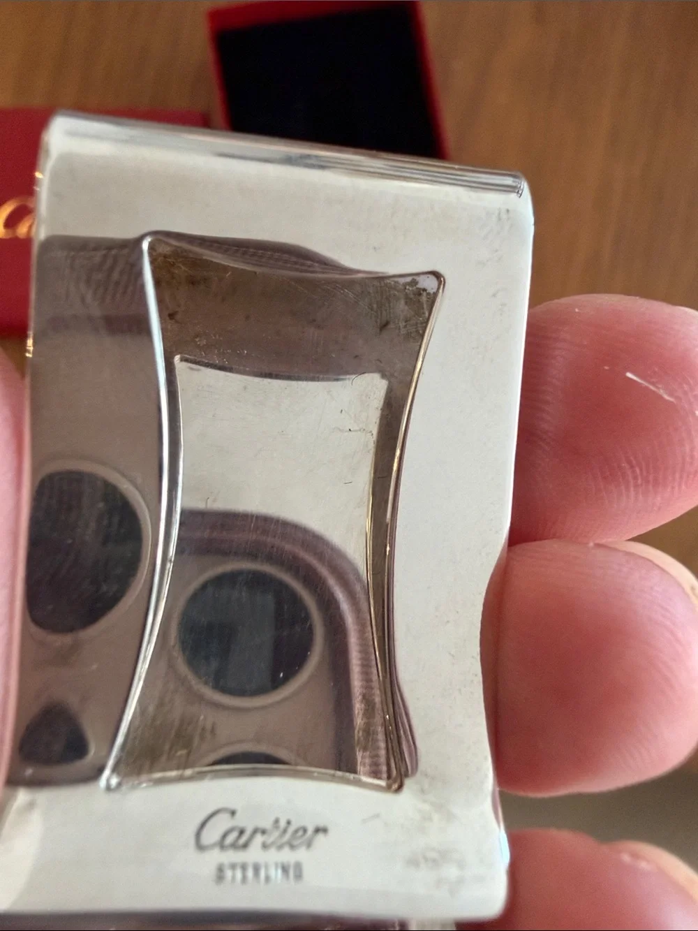 Cartier Silver Tone Striped Money Clip - never used, in the original box